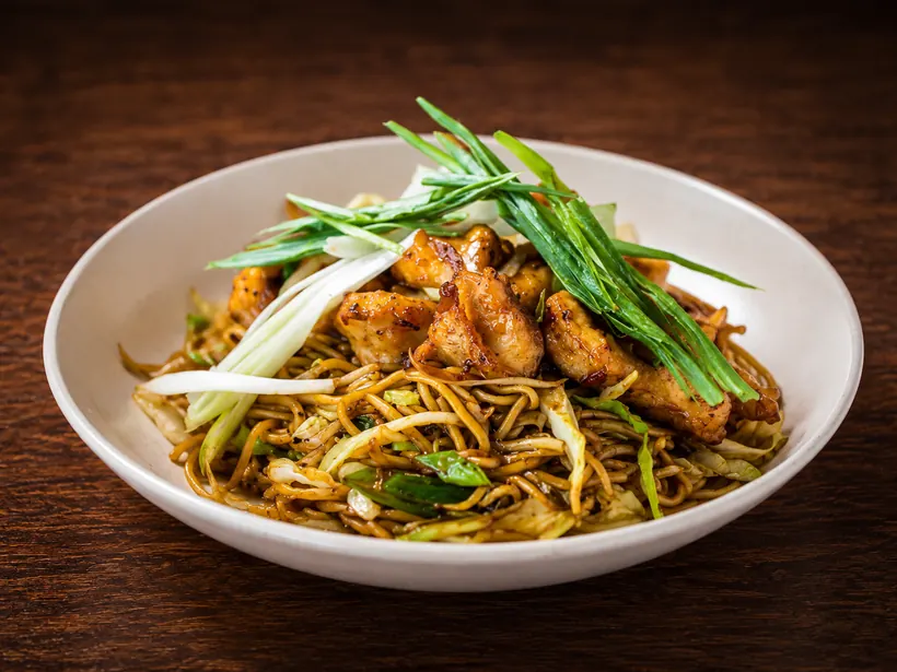 Chicken noodles at Gill's Restaurant Gibraltar