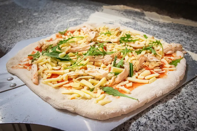 Pizza in progress at Gill's Restaurant Gibraltar